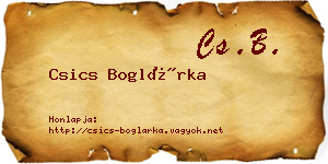Csics Boglárka névjegykártya