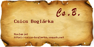 Csics Boglárka névjegykártya